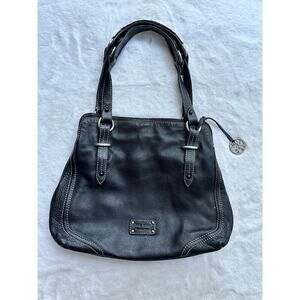 The Sak Black Suede Purse‎ Leather Double Handle Pockets Boho Handbag Y2K